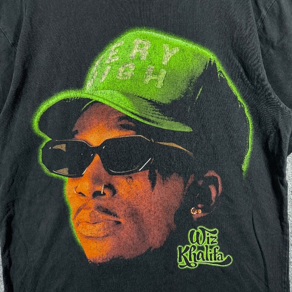 Y2K Wiz Khalifa Big Head Graphic T-shirt Black Mens Size Medium #1156 - Picture 3 of 8